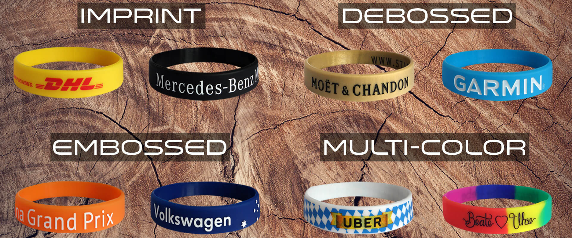 Silicone wristbands printed or debossed