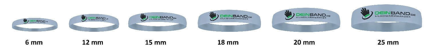 silicone wristbands width chart